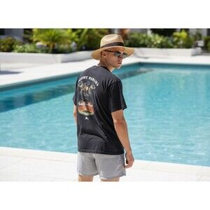 Tommy Bahama GoodFeathas Graphic Tee Mens Large Black Double Sided Back Print